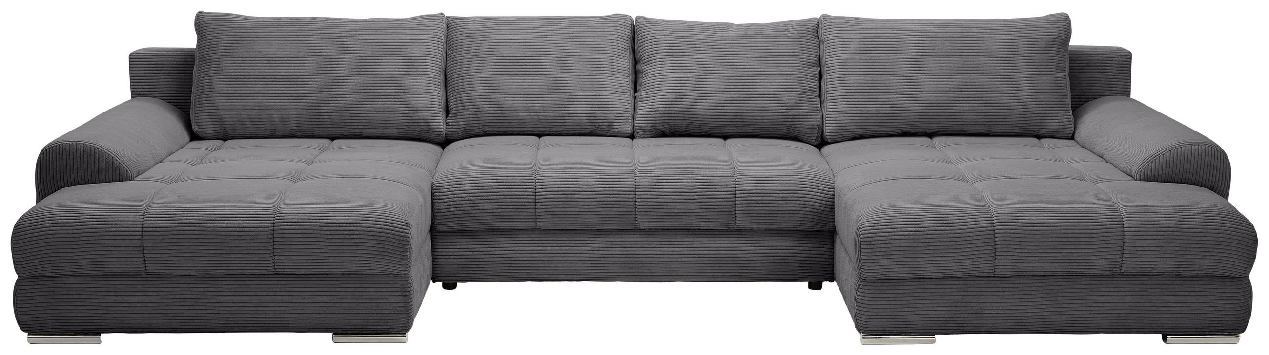 WOHNLANDSCHAFT  in Cord Anthrazit  - Chromfarben/Anthrazit, KONVENTIONELL, Kunststoff/Textil (180/376/180cm) - Carryhome