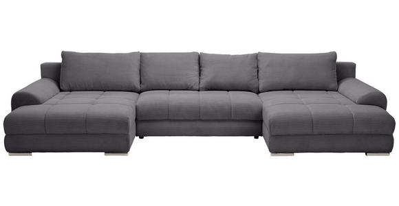 WOHNLANDSCHAFT Anthrazit Cord  - Chromfarben/Anthrazit, KONVENTIONELL, Kunststoff/Textil (180/376/180cm) - Carryhome