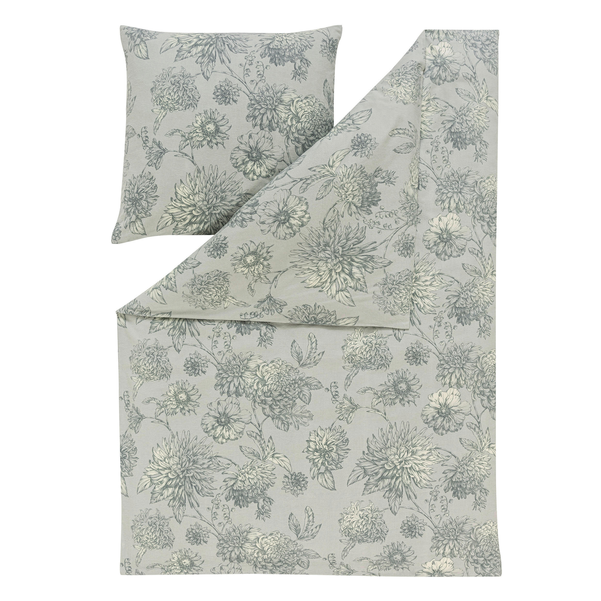 BETTWÄSCHE Atelier Flanell 155/220 cm  - Salbeigrün, Design, Textil (155/220cm) - Estella
