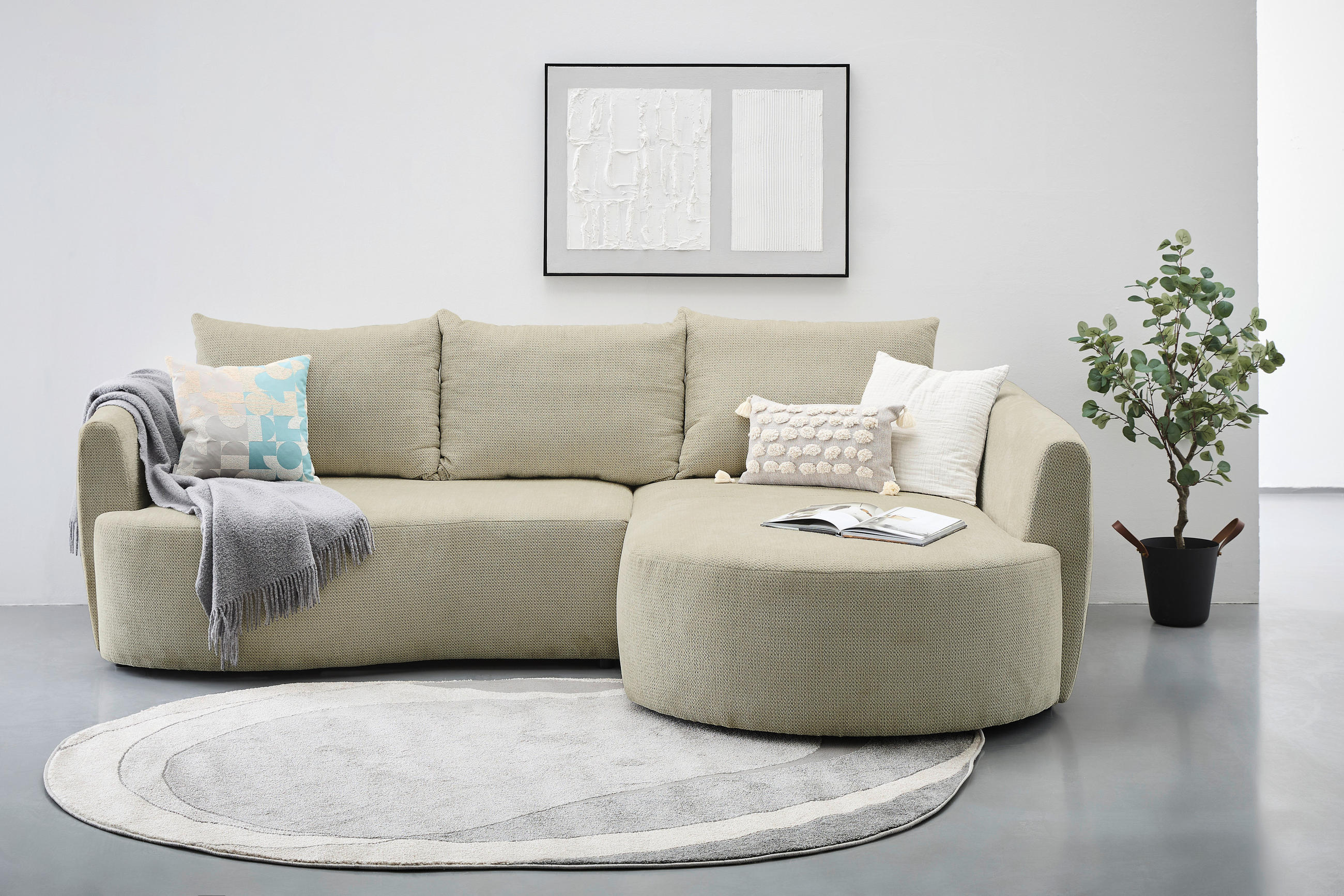 ECKSOFA Beige Chenille  - Beige/Schwarz, MODERN, Kunststoff/Textil (287/179cm) - Carryhome