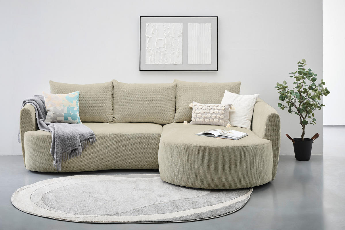 ECKSOFA Beige Chenille  - Beige/Schwarz, MODERN, Kunststoff/Textil (287/179cm) - Carryhome