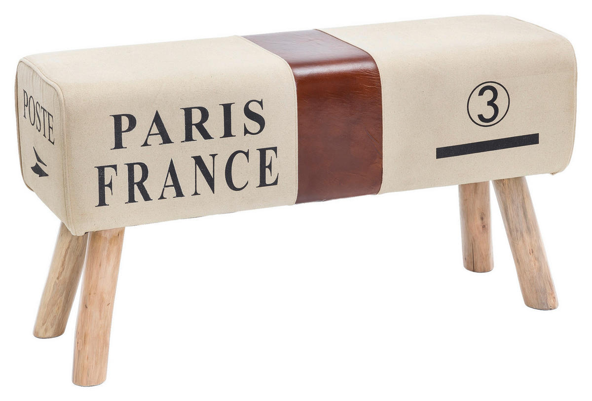 HOCKERBANK Braun, Beige Holz  - Beige/Braun, Natur, Holz/Textil (91/51/30cm) - MID.YOU
