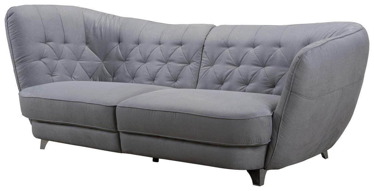 BIGSOFA Mikrofaser Grau  - Chromfarben/Grau, MODERN, Textil/Metall (256/85/115cm) - MID.YOU