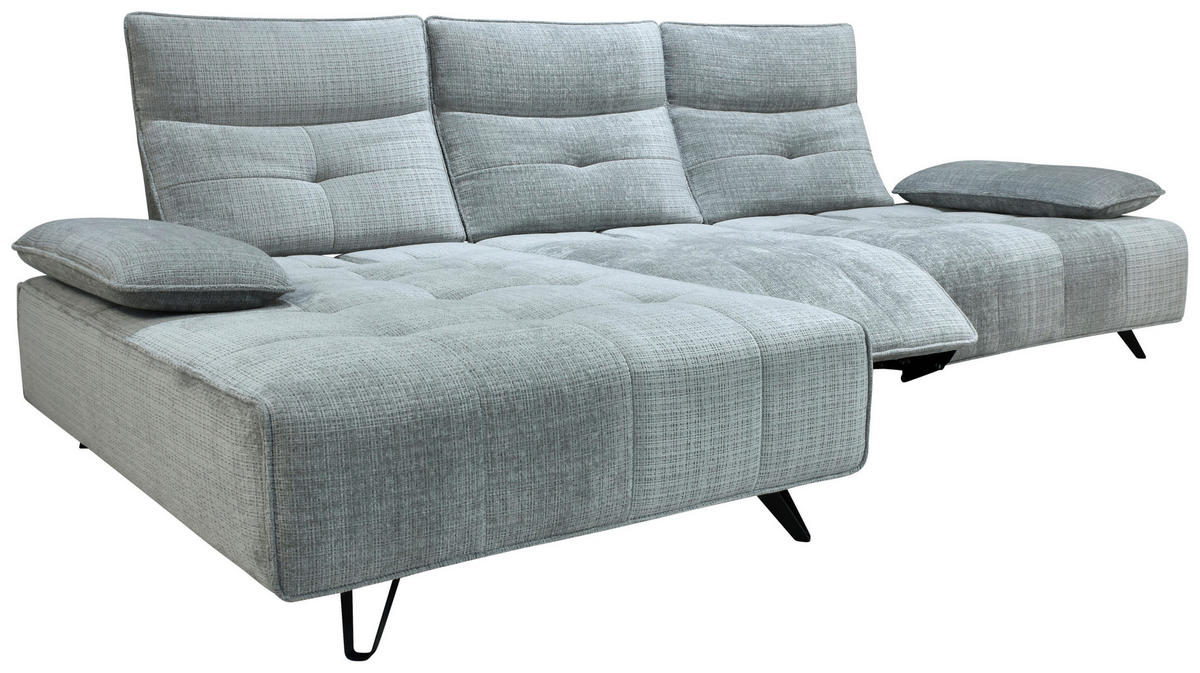 ECKSOFA Hellgrau Chenille  - Hellgrau/Schwarz, Design, Kunststoff/Textil (162/314cm) - Livetastic