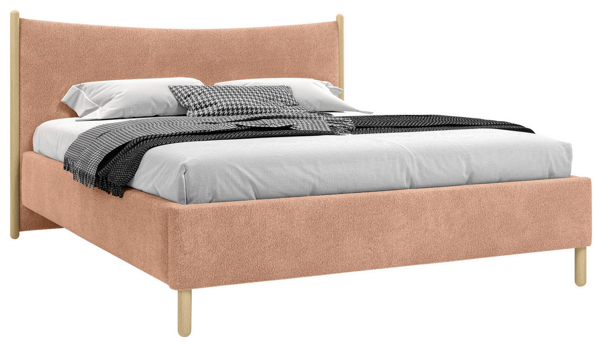POLSTERBETT 180/200 cm,  in Rostfarben, gepolstertes Kopfteil, Lattenrost, Bettkasten,  - Rostfarben/Buchefarben, MODERN, Holz/Holzwerkstoff (180/200cm) - MID.YOU