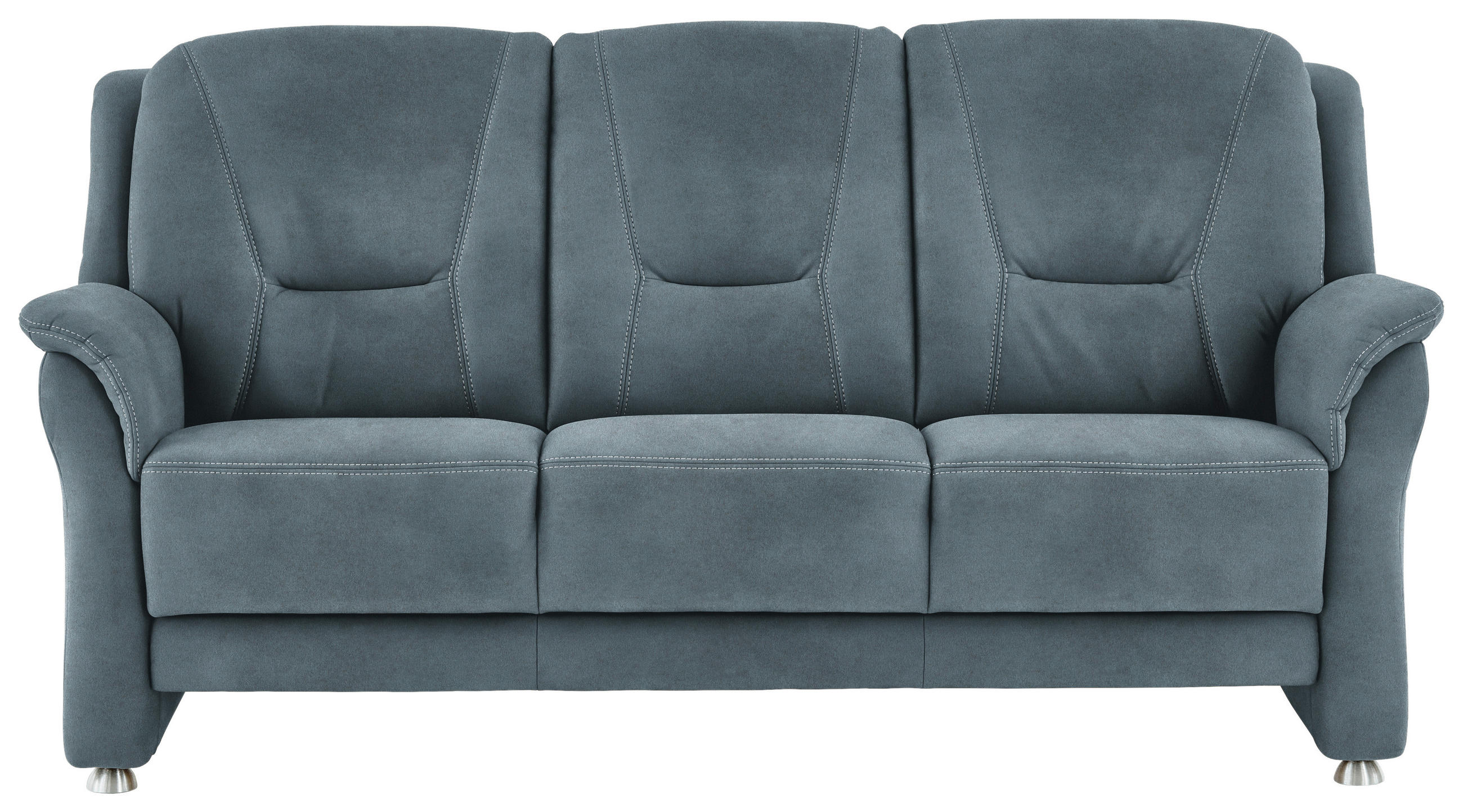 3-SITZER-SOFA in Mikrofaser Blau  - Blau/Beige, KONVENTIONELL, Textil/Metall (198/100/89cm) - Beldomo Comfort