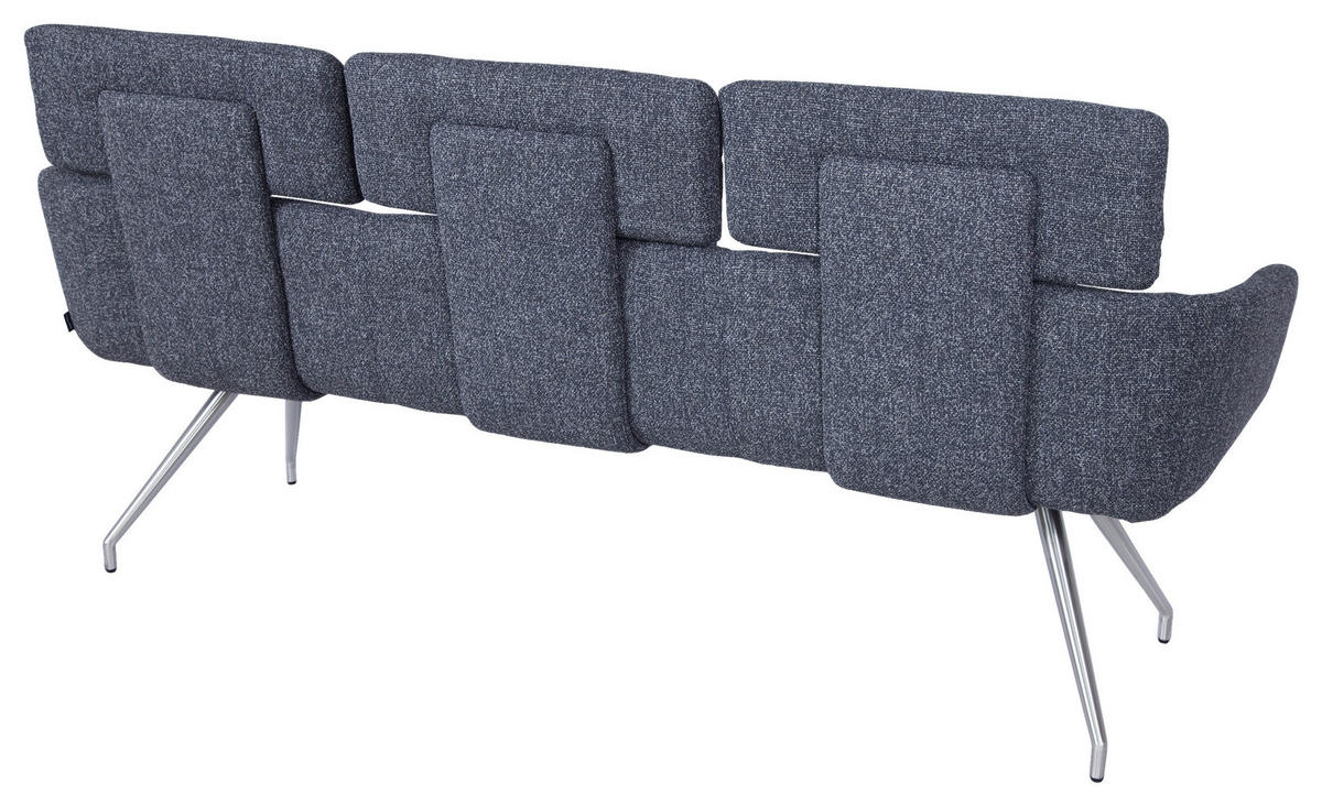 SITZBANK 200/92,5/67 cm Webstoff Edelstahlfarben, Dunkelgrau  - Edelstahlfarben/Dunkelgrau, Design, Textil/Metall (200/92,5/67cm) - Dieter Knoll
