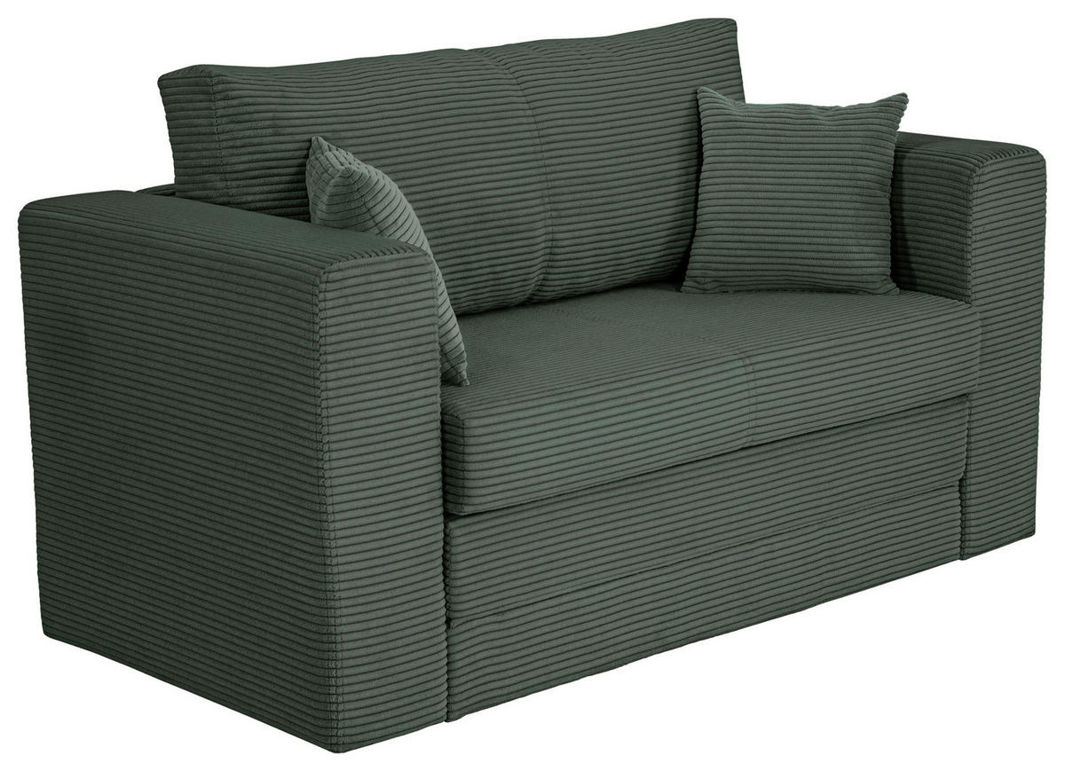 JUGEND- UND KINDERSOFA Cord Dunkelgrün  - Dunkelgrün/Schwarz, KONVENTIONELL, Textil (136/78/72cm) - Xora