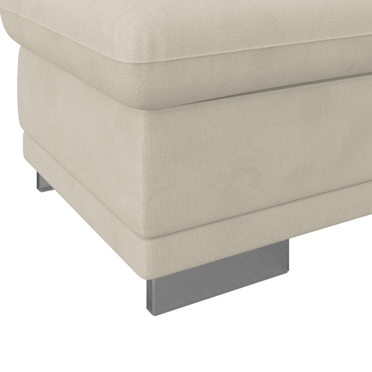 HOCKER in Textil Platinfarben  - Platinfarben/Chromfarben, Konventionell, Textil/Metall (97/47/67cm) - MID.YOU