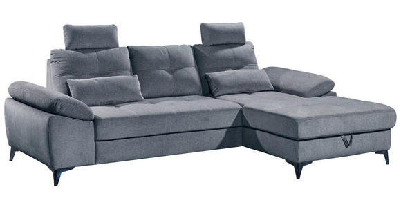 ECKSOFA Blau Mikrovelours  - Chromfarben/Blau, KONVENTIONELL, Kunststoff/Textil (270/170cm) - Carryhome