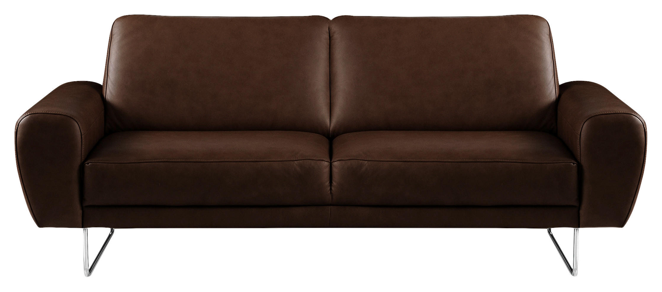 2-SITZER-SOFA in Echtleder Dunkelbraun  - Chromfarben/Dunkelbraun, Design, Leder/Metall (177/85/92cm) - Livetastic