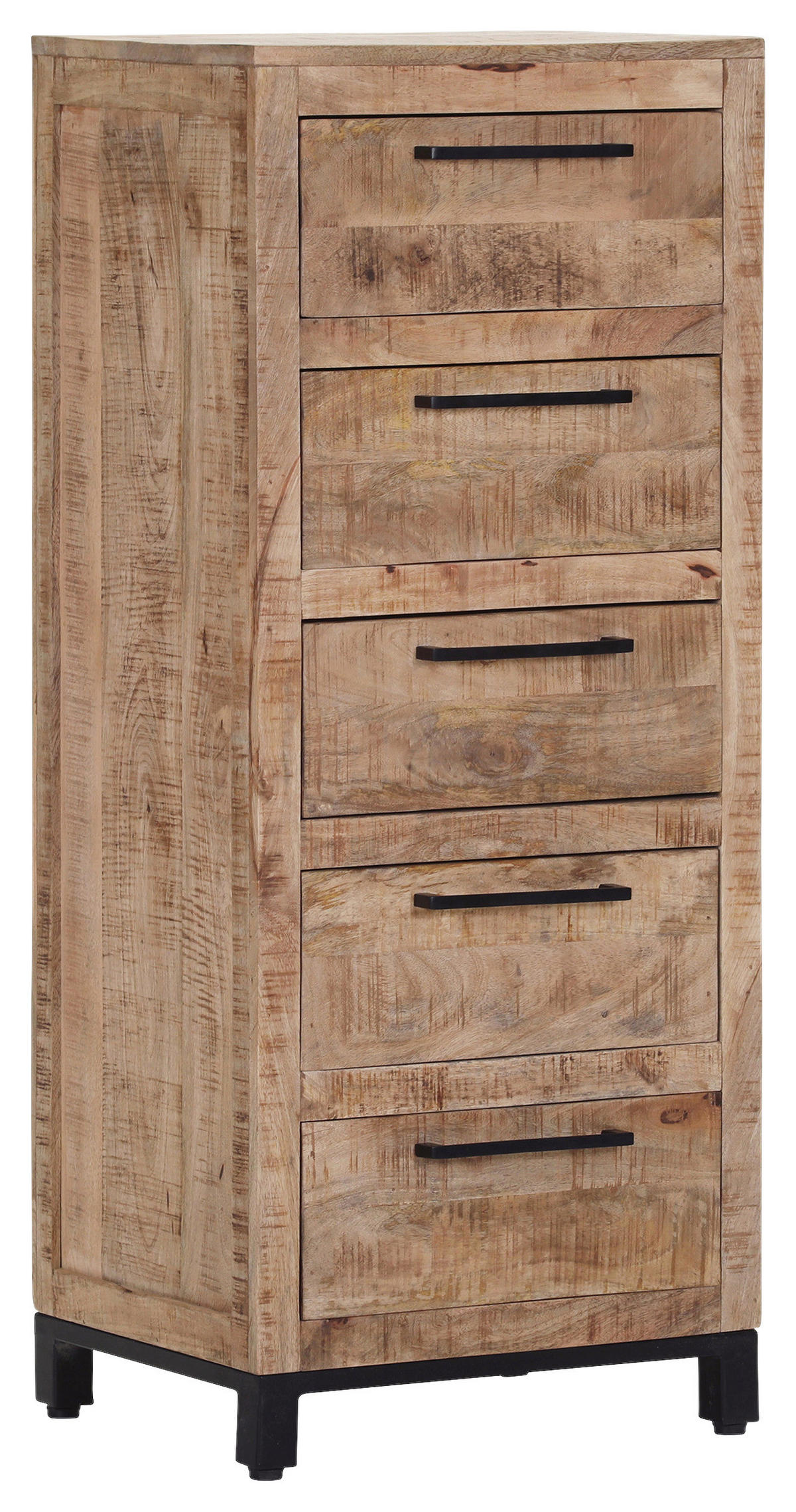 KOMMODE RIO, 50/120/40 cm, 5 Schublade(n)  - Schwarz/Naturfarben, Design, Holz/Metall (50/120/40cm) - Landscape