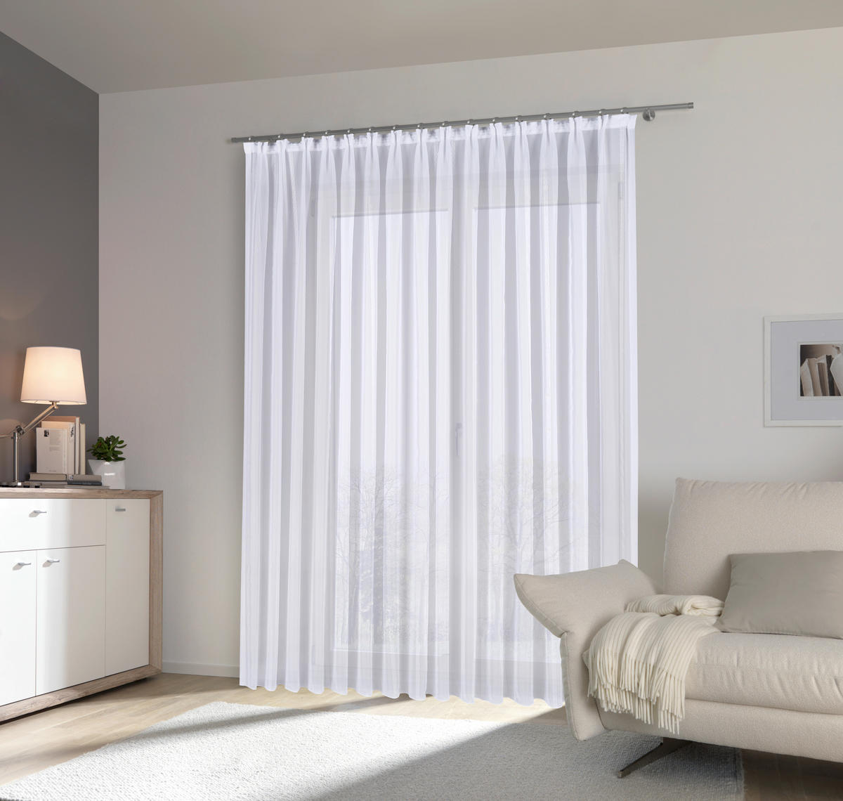 FERTIGSTORE  halbtransparent   450/145 cm  - Weiß, Basics, Textil (450/145cm) - Esposa
