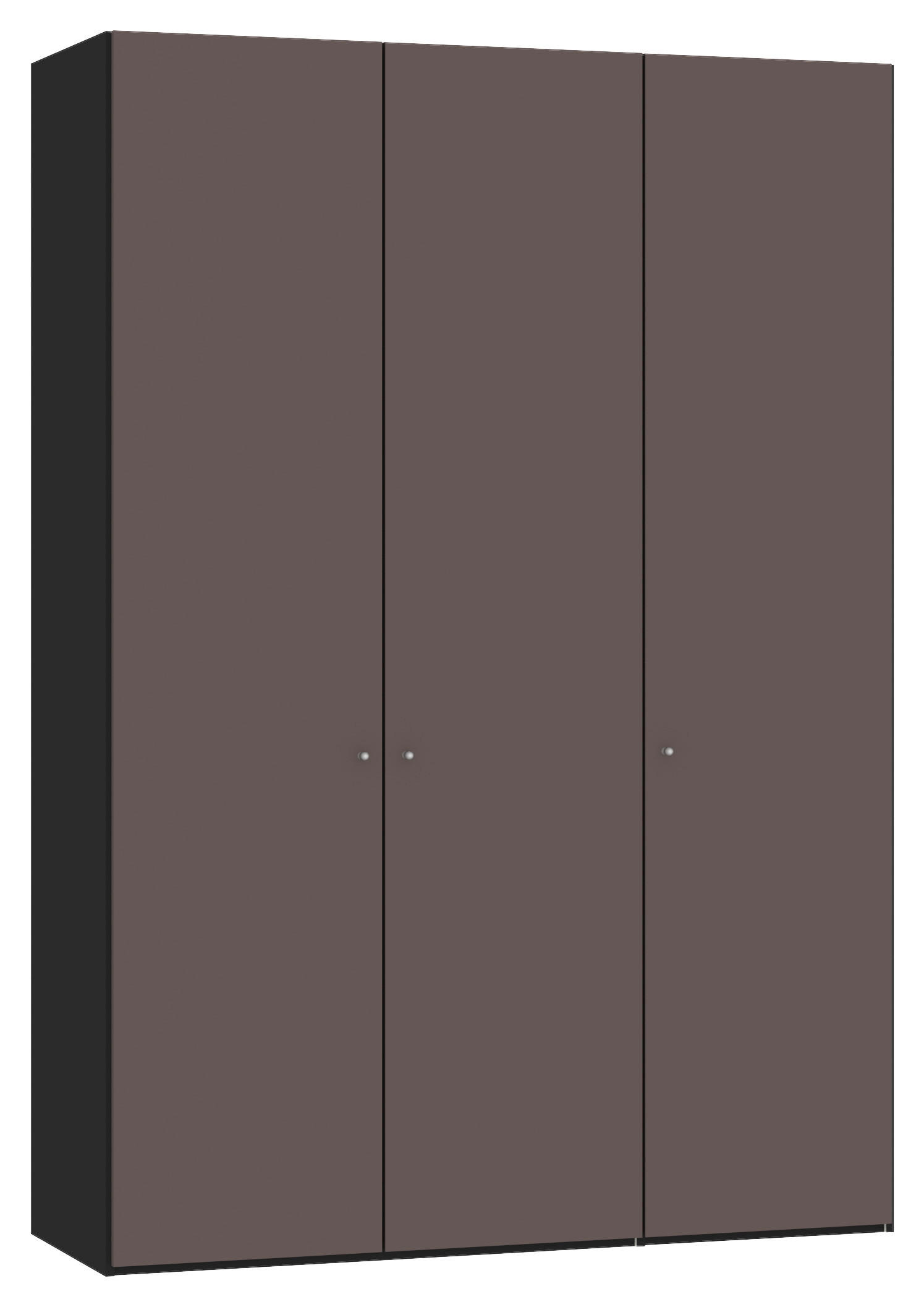 DREHTÜRENSCHRANK  in Braun, Schwarz  - Silberfarben/Schwarz, Design, Glas/Holzwerkstoff (152/220/40cm) - Jutzler