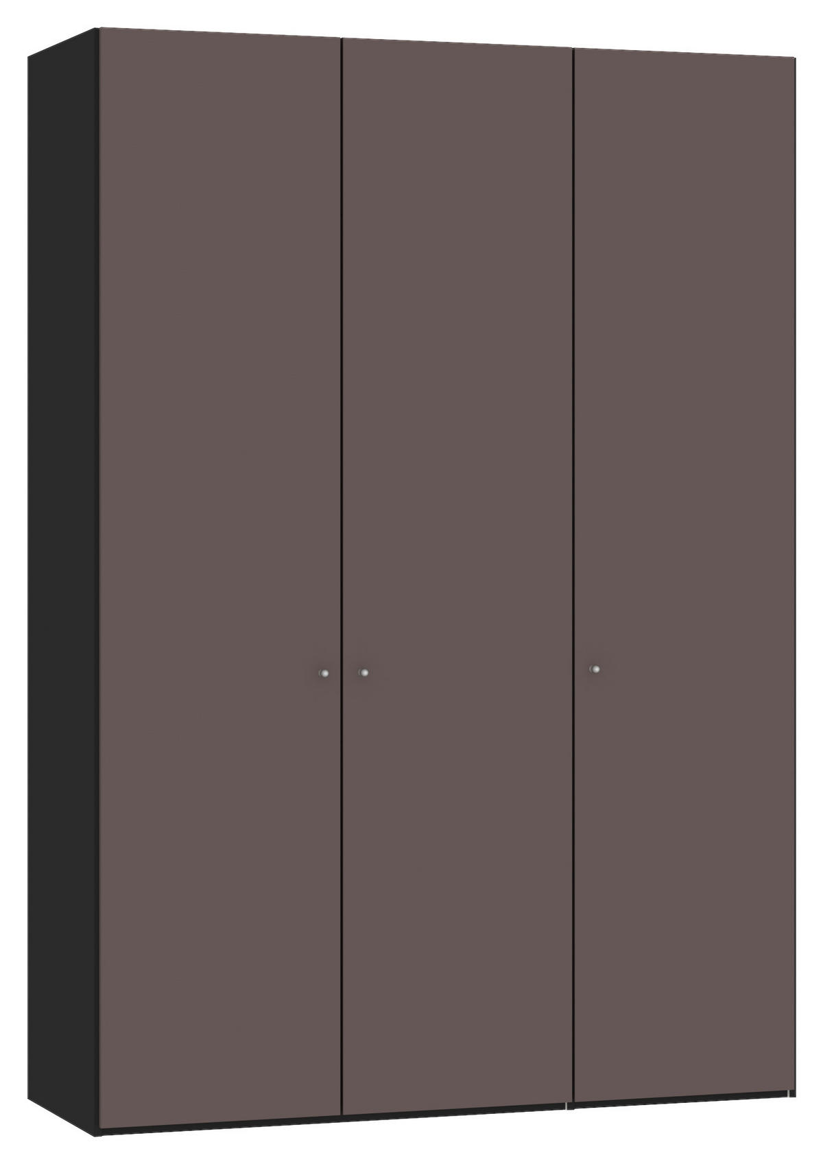 DREHTÜRENSCHRANK  in Braun, Schwarz  - Silberfarben/Schwarz, Design, Glas/Holzwerkstoff (152/220/40cm) - Jutzler