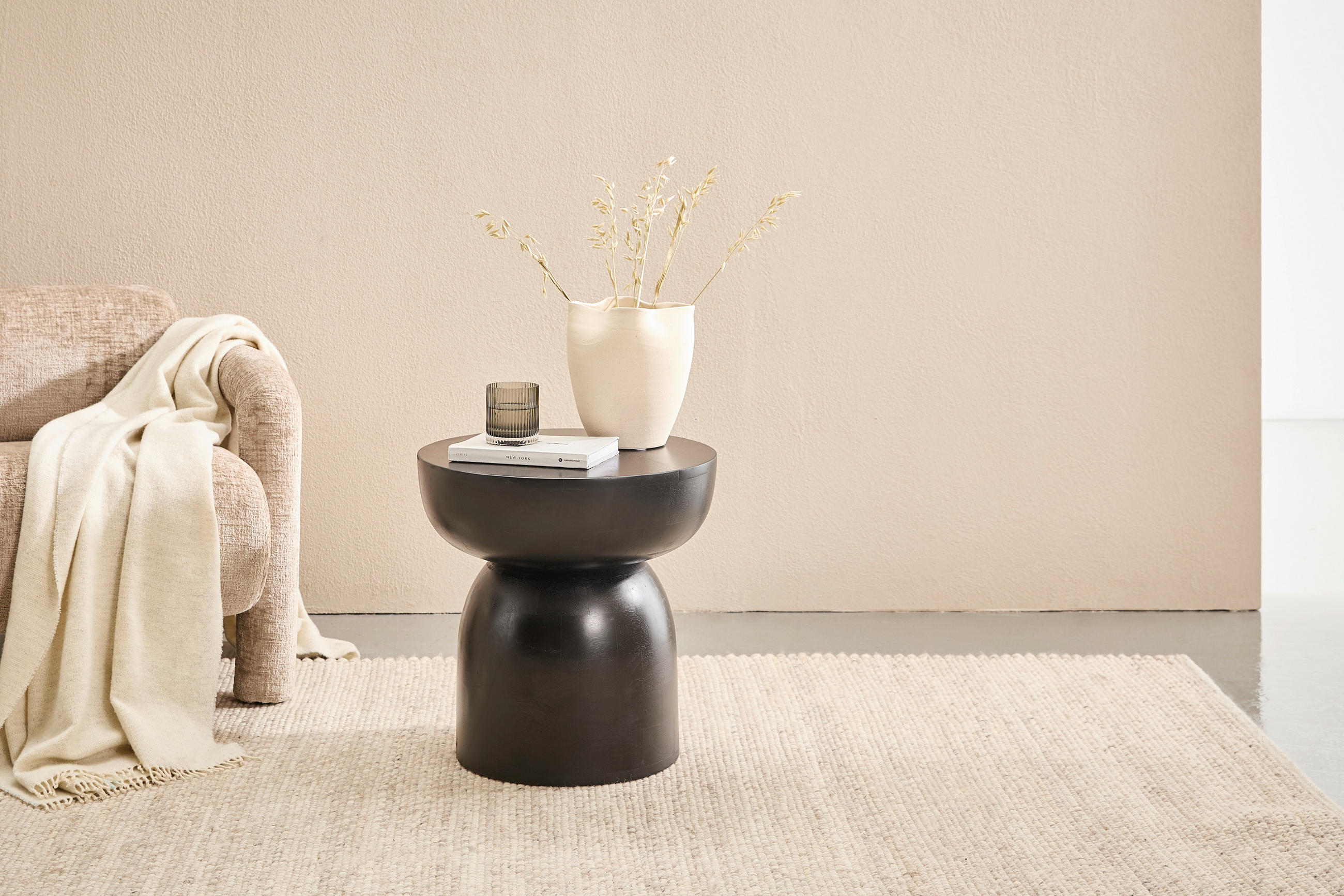 BEISTELLTISCH Mangoholz vollmassiv Schwarz rund  - Schwarz, KONVENTIONELL, Holz (45/45/45cm) - Livetastic