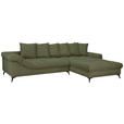 ECKSOFA Grün Cord Rückenkissen, Armlehnenkissen, Rücken echt  - Schwarz/Grün, KONVENTIONELL, Textil/Metall (332/231cm) - Carryhome