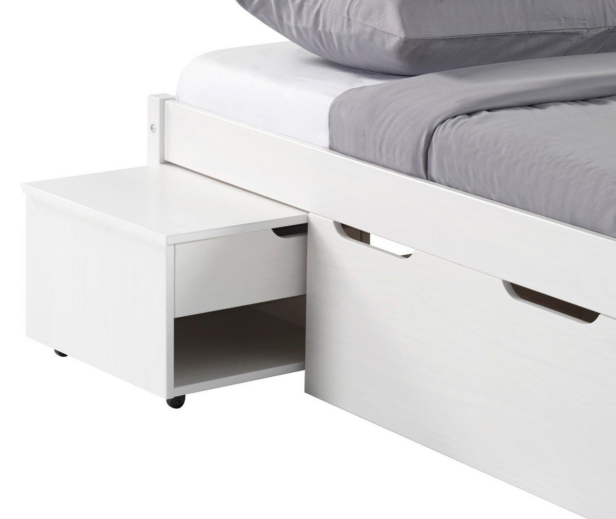 STAURAUMBETT 90/200 cm  in Weiß  - Naturfarben/Weiß, MODERN, Holz/Holzwerkstoff (90/200cm) - MID.YOU