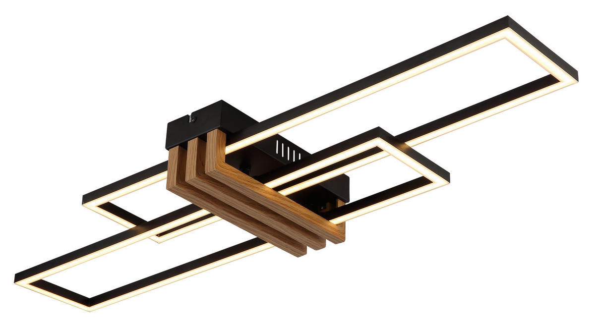 LED-DECKENLEUCHTE DAKARI I 80/23/8,6 cm   - Dunkelbraun/Opal, Design, Kunststoff/Metall (80/23/8,6cm)