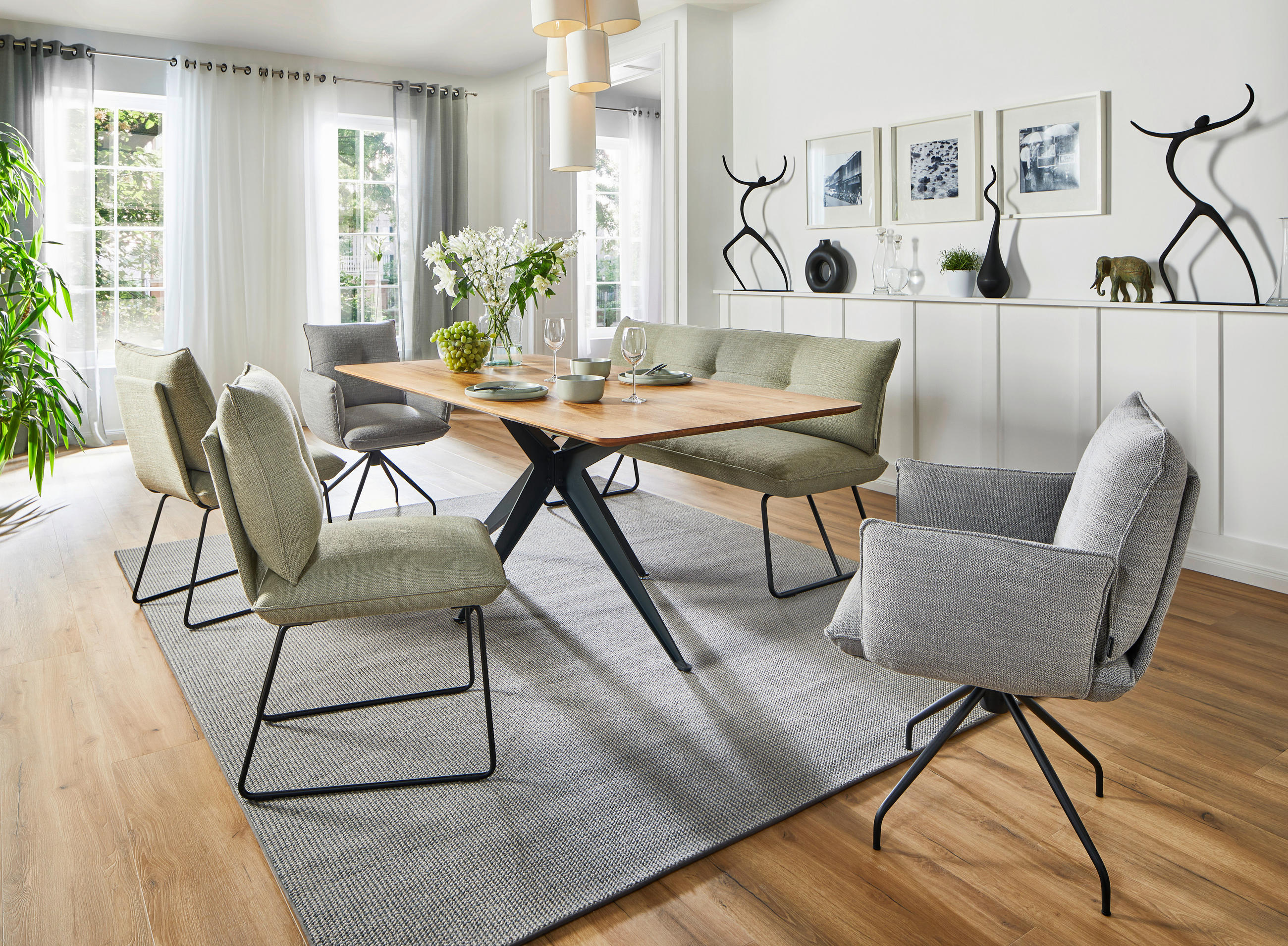ARMLEHNSTUHL  in Stahl Struktur  - Platinfarben/Schwarz, Design, Textil/Metall (65/90/70cm) - Dieter Knoll