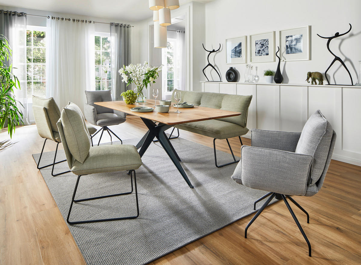 STUHL - Beige/Schwarz, Design, Textil/Metall (50/90/70cm) - Dieter Knoll