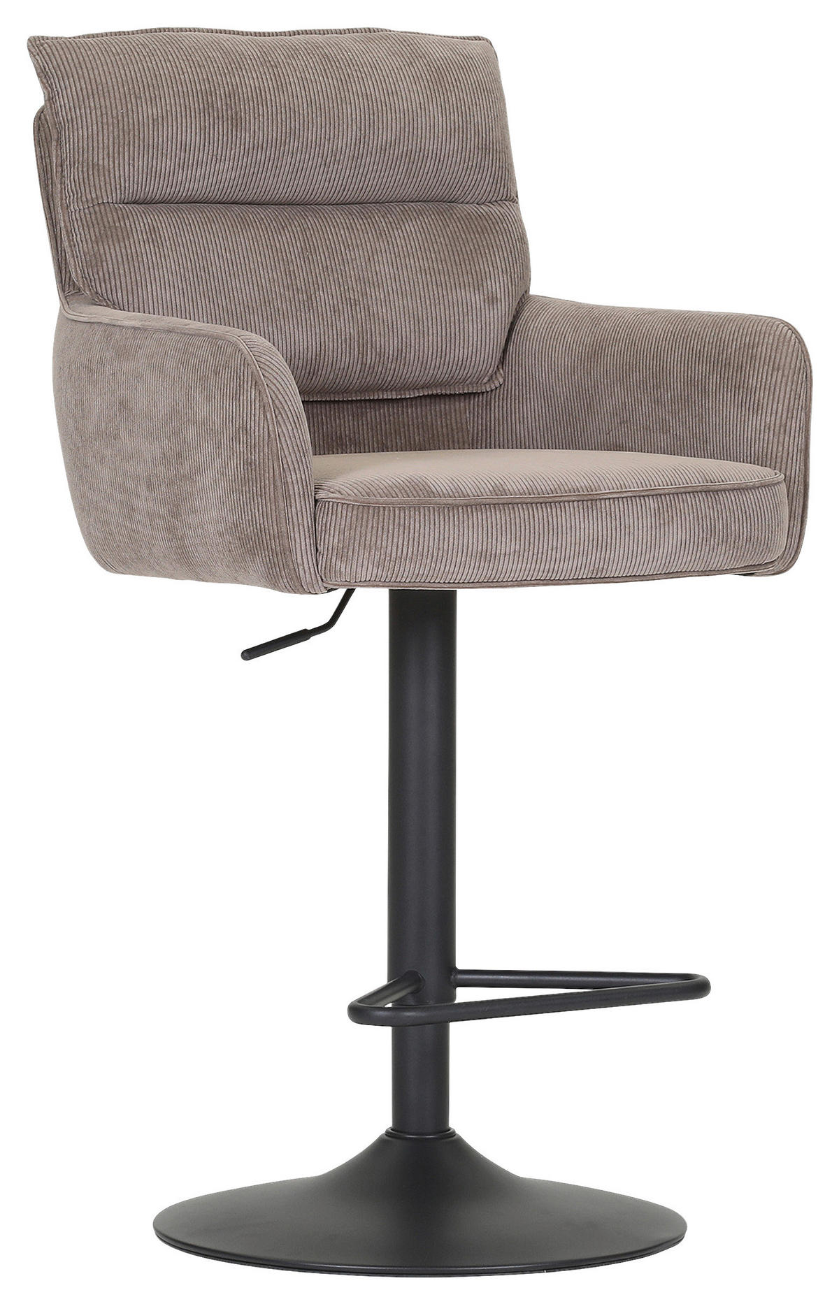 BARHOCKER Cord Braun Stoffauswahl, Sitzfläche 360° drehbar  - Schwarz/Braun, Design, Textil/Metall (54/98-120/58cm) - Novel