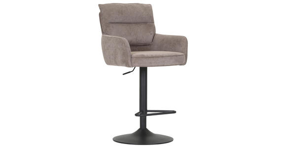 BARHOCKER Cord Braun Stoffauswahl, Sitzfläche 360° drehbar  - Schwarz/Braun, Design, Textil/Metall (54/98-120/58cm) - Novel