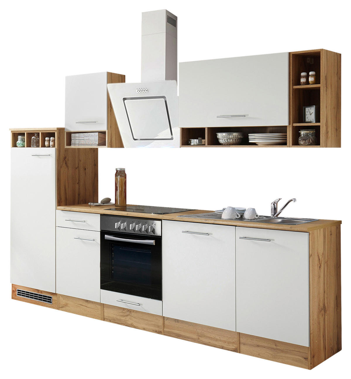 KÜCHENLEERBLOCK 280/205/60 cm   in Weiß, Wildeiche  - Wildeiche/Silberfarben, Basics, Holzwerkstoff/Metall (280/205/60cm) - Respekta