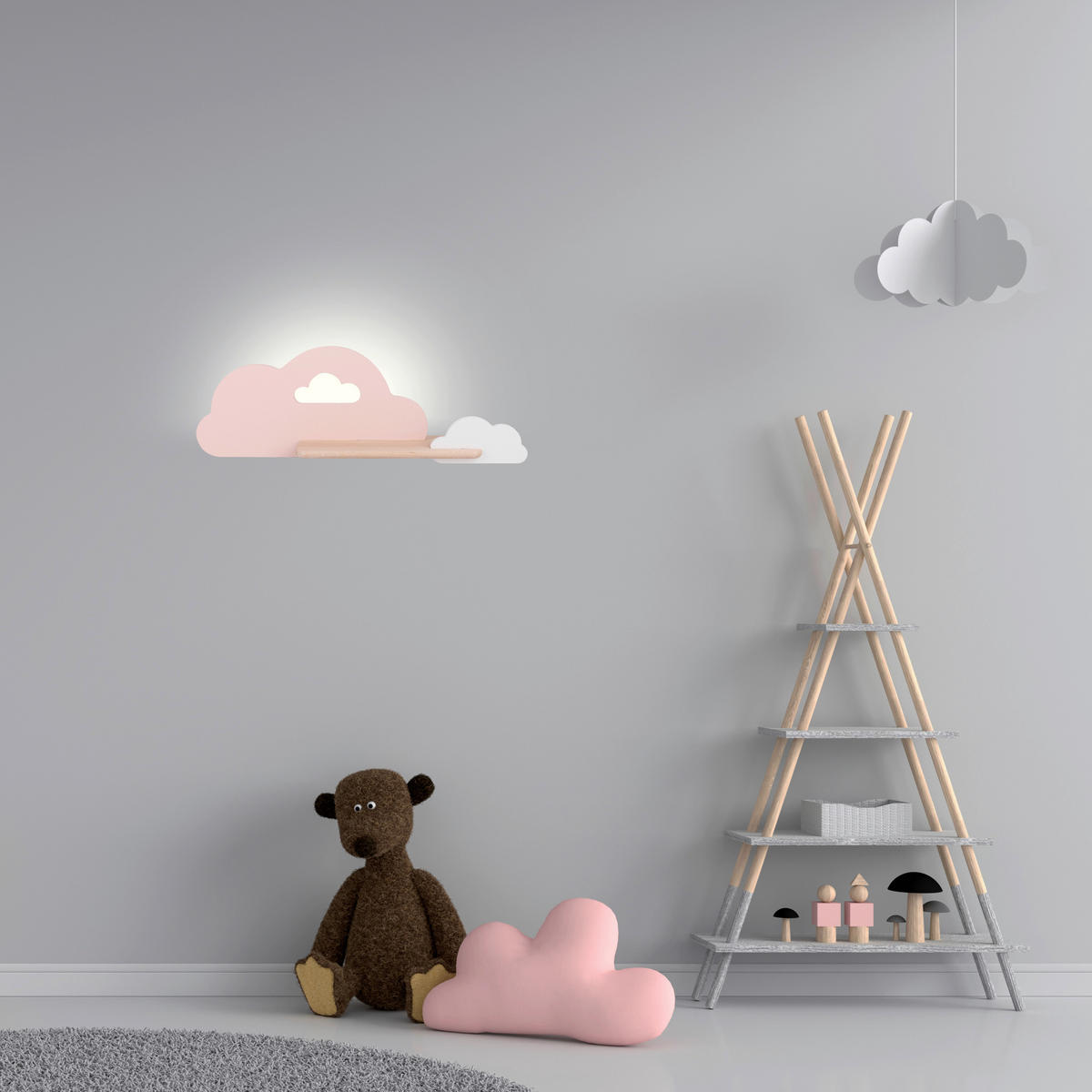 KINDERWANDLEUCHTE 53/12/18.5 cm   - Pink/Weiß, Basics, Holz/Holzwerkstoff (53/12/18.5cm)