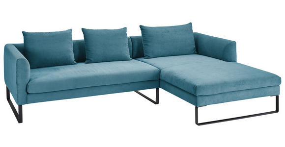 ECKSOFA  in Cord Petrol  284/178 cm  - Petrol/Schwarz, KONVENTIONELL, Textil/Metall (284/178cm) - Hom`in