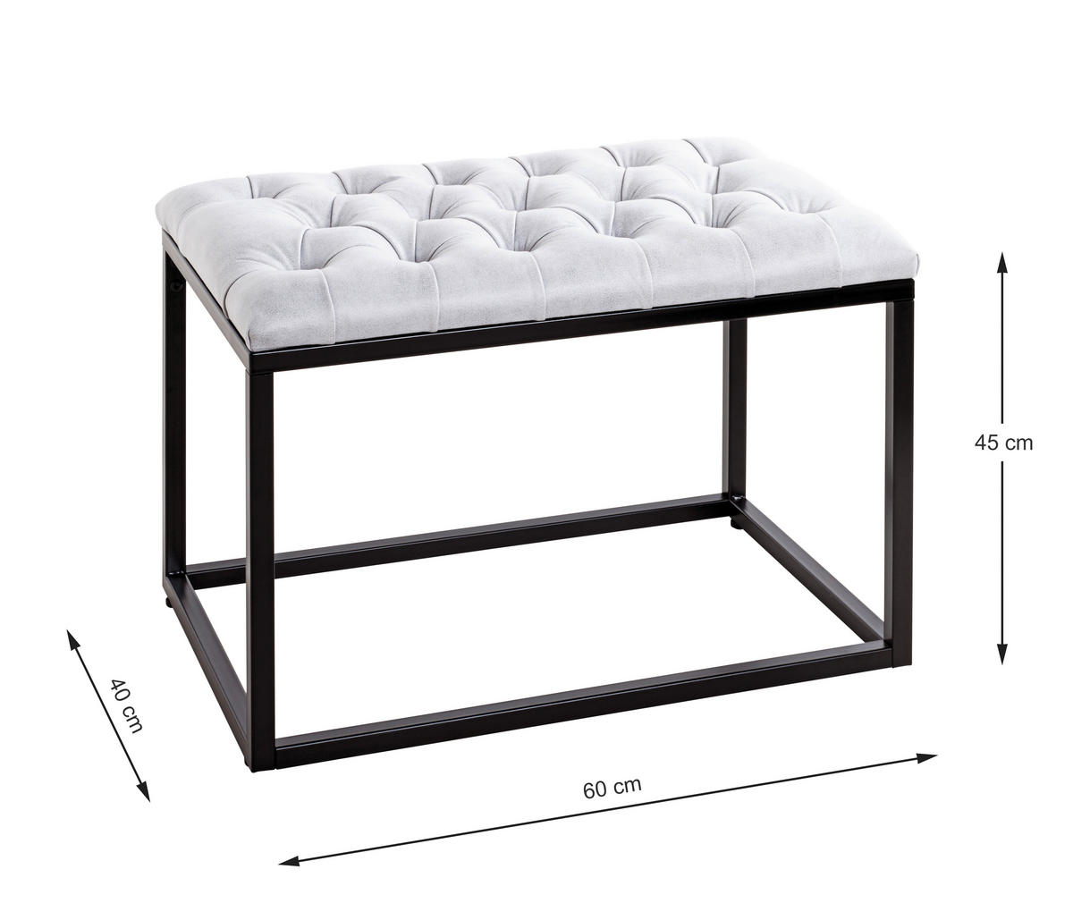 SITZBANK  in 60/45/40 cm  - Hellgrau/Schwarz, MODERN, Holzwerkstoff/Textil (60/45/40cm)