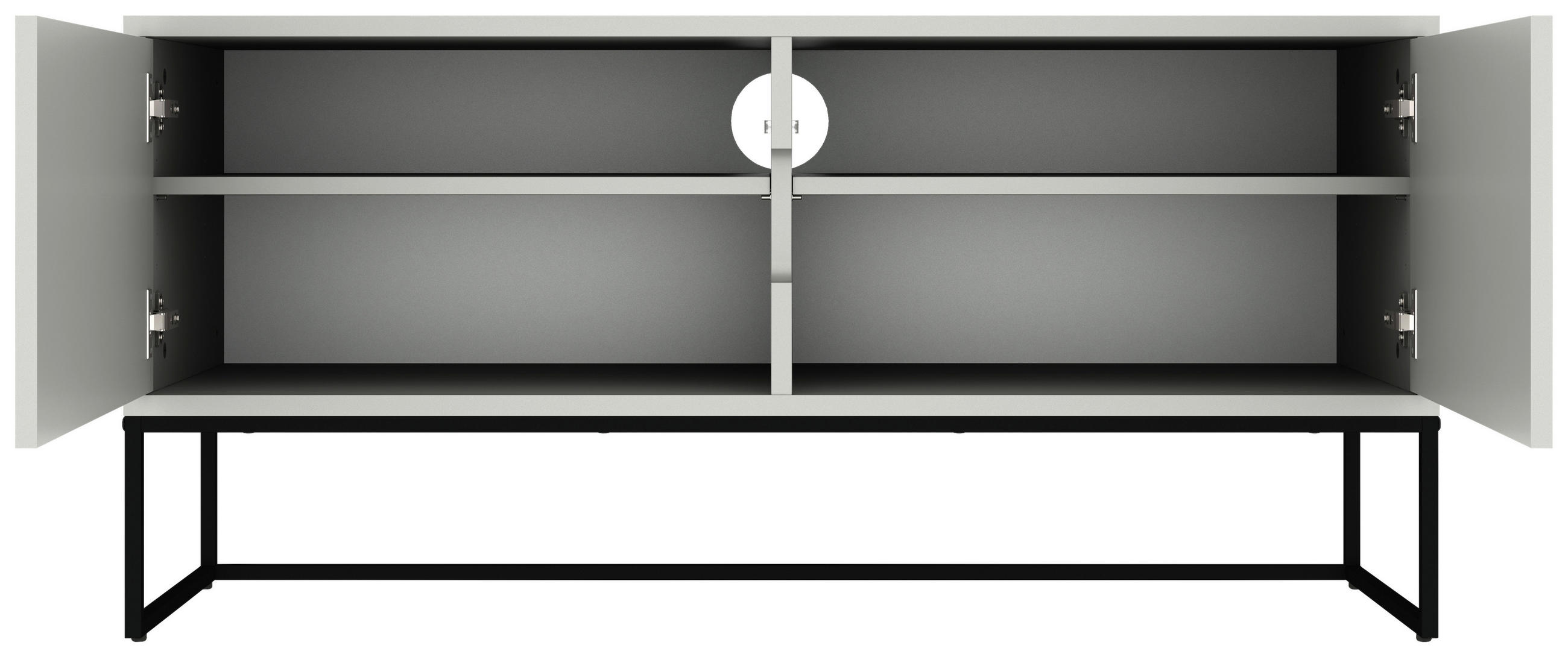 NÍZKÁ KOMODA, bílá, 118/57/43 cm - bílá/černá, Design, kov/kompozitní dřevo (118/57/43cm)