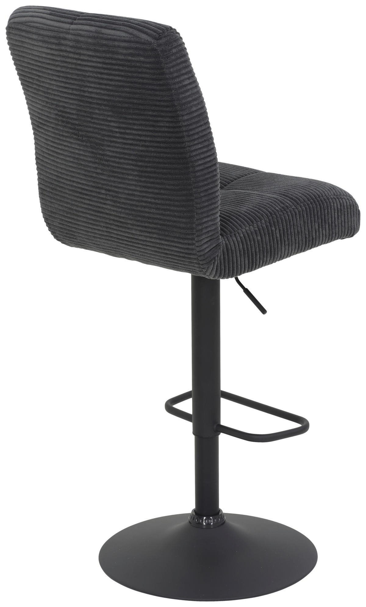 BARHOCKER Cord, Mikrofaser Anthrazit, Schwarz Stahl Sitzfläche 360° drehbar  - Anthrazit/Schwarz, Design, Textil/Metall (44/102-124/57cm) - Boxxx