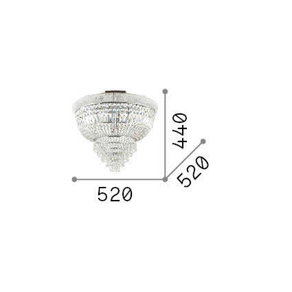 DECKENLEUCHTE Dubai Ottone 52/44 cm   - Messingfarben, KONVENTIONELL, Glas/Stein (52/44cm) - Ideal Lux