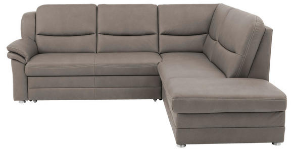 ECKSOFA Grau Mikrofaser - Beige/Alufarben, KONVENTIONELL, Textil/Metall (239/219cm) - Carryhome