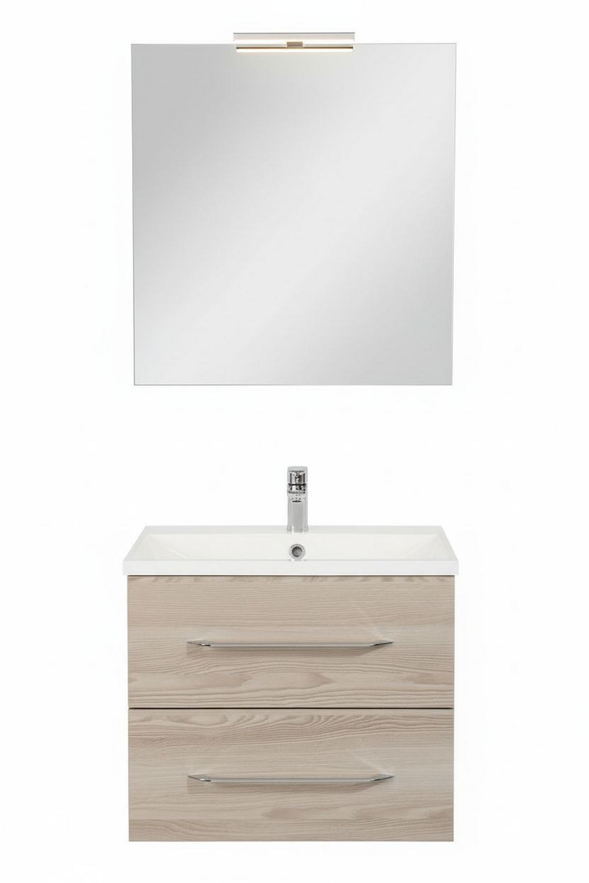 BADEZIMMER 4-teilig  in 60 cm  - Chromfarben/Eschefarben, MODERN, Holzwerkstoff/Stein (60cm) - MID.YOU