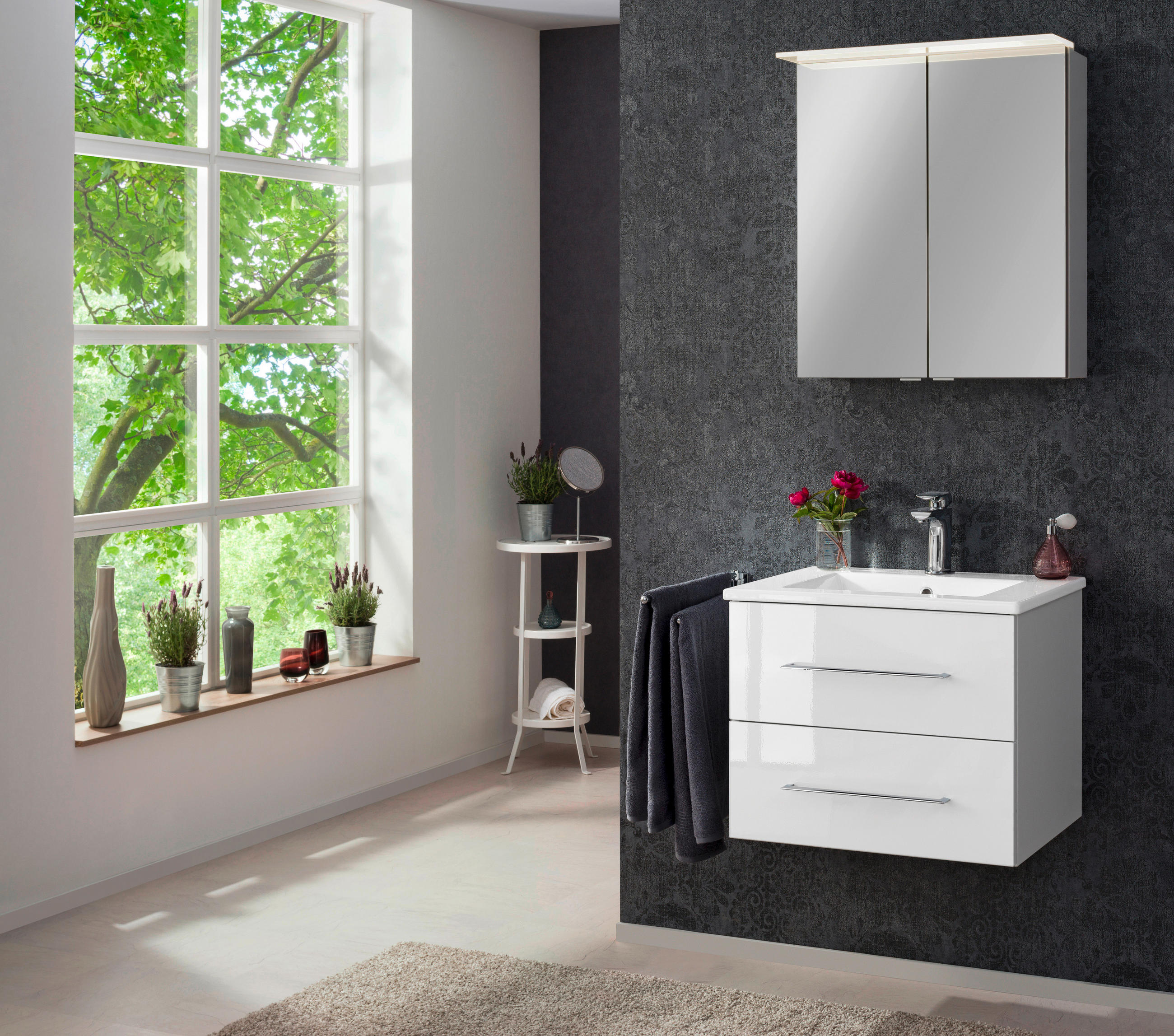 SPIEGELSCHRANK 60/69,5/23,5 cm - Silberfarben/Weiß, MODERN, Glas/Holzwerkstoff (60/69,5/23,5cm) - MID.YOU