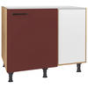 ECKUNTERSCHRANK 125/87/65 cm  - Eichefarben/Rot, MODERN, Holzwerkstoff/Metall (125/87/65cm) - Nobilia