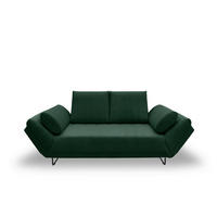 SCHLAFSOFA in Cord, Mikrofaser Dunkelgrün  - Dunkelgrün/Schwarz, Design, Textil/Metall (210/95/97cm) - MID.YOU