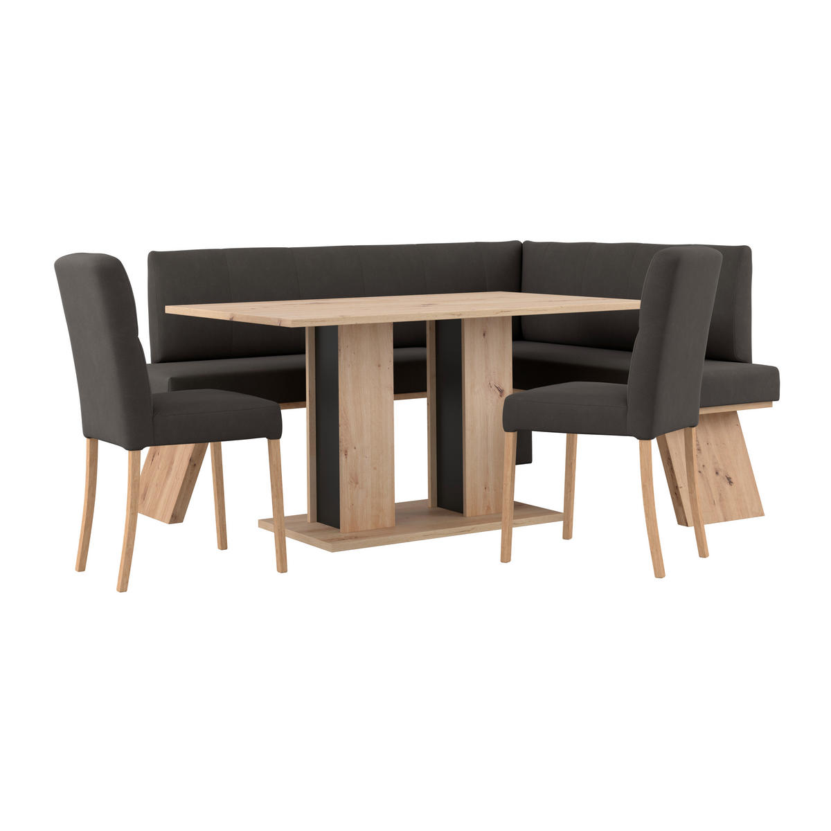 ECKBANK 185/150 cm Webstoff Anthrazit   - Eichefarben/Anthrazit, KONVENTIONELL, Textil (185/150cm)