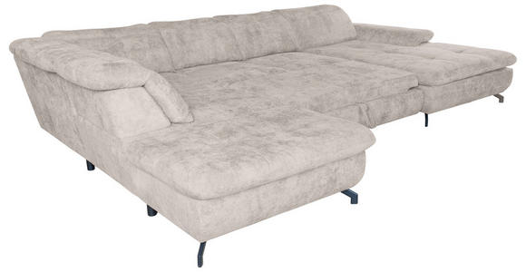 WOHNLANDSCHAFT in Struktur Creme  - Creme/Schwarz, KONVENTIONELL, Textil/Metall (253/357/188cm) - Carryhome