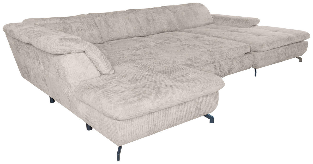 WOHNLANDSCHAFT in Struktur Creme  - Creme/Schwarz, KONVENTIONELL, Textil/Metall (253/357/188cm) - Carryhome