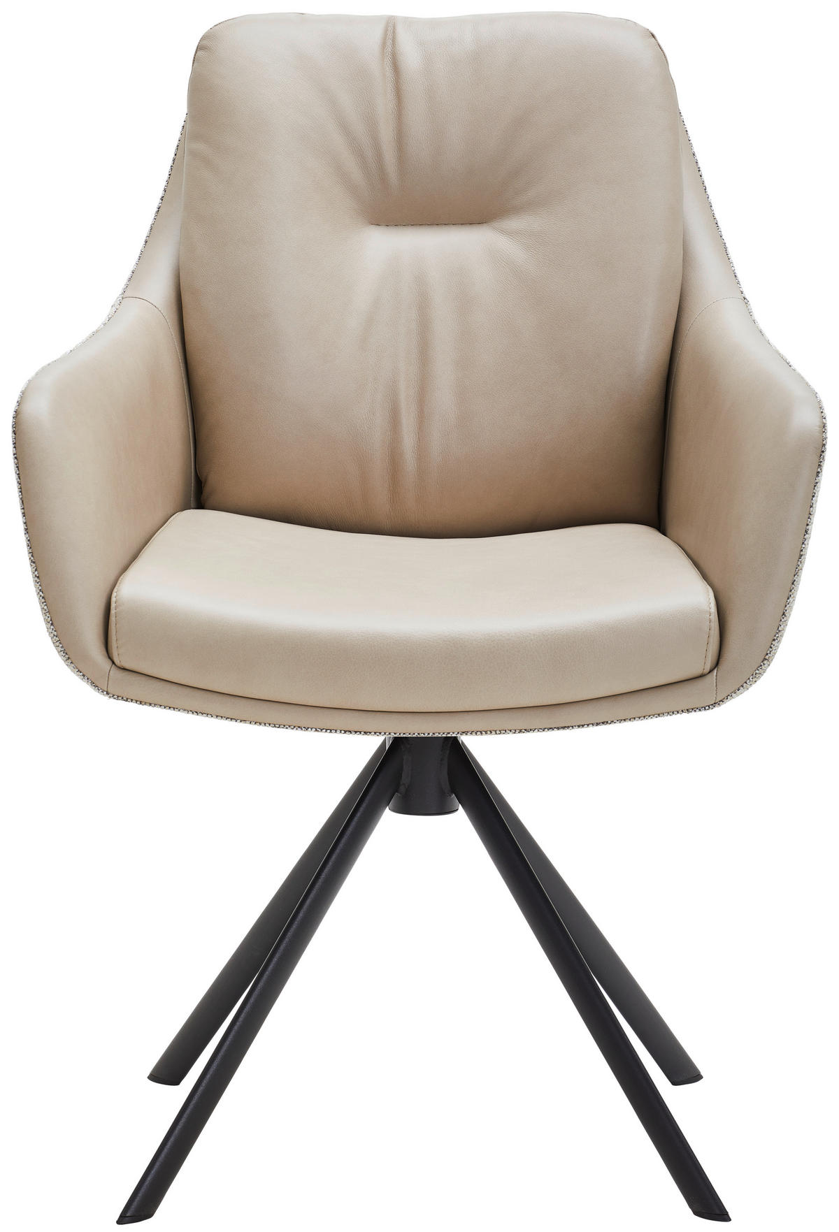 ARMLEHNSTUHL  in Eisen Webstoff Kombination Echtleder/Stoff pigmentiert  - Beige/Creme, Design, Leder/Textil (62/90/65cm) - Waldwelt