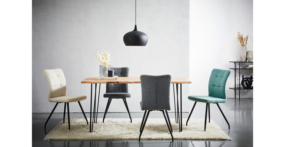 ESSTISCH Schwarz, Akaziefarben rechteckig   - Schwarz/Akaziefarben, Design, Holz/Metall (160/85/76cm) - Linea Natura