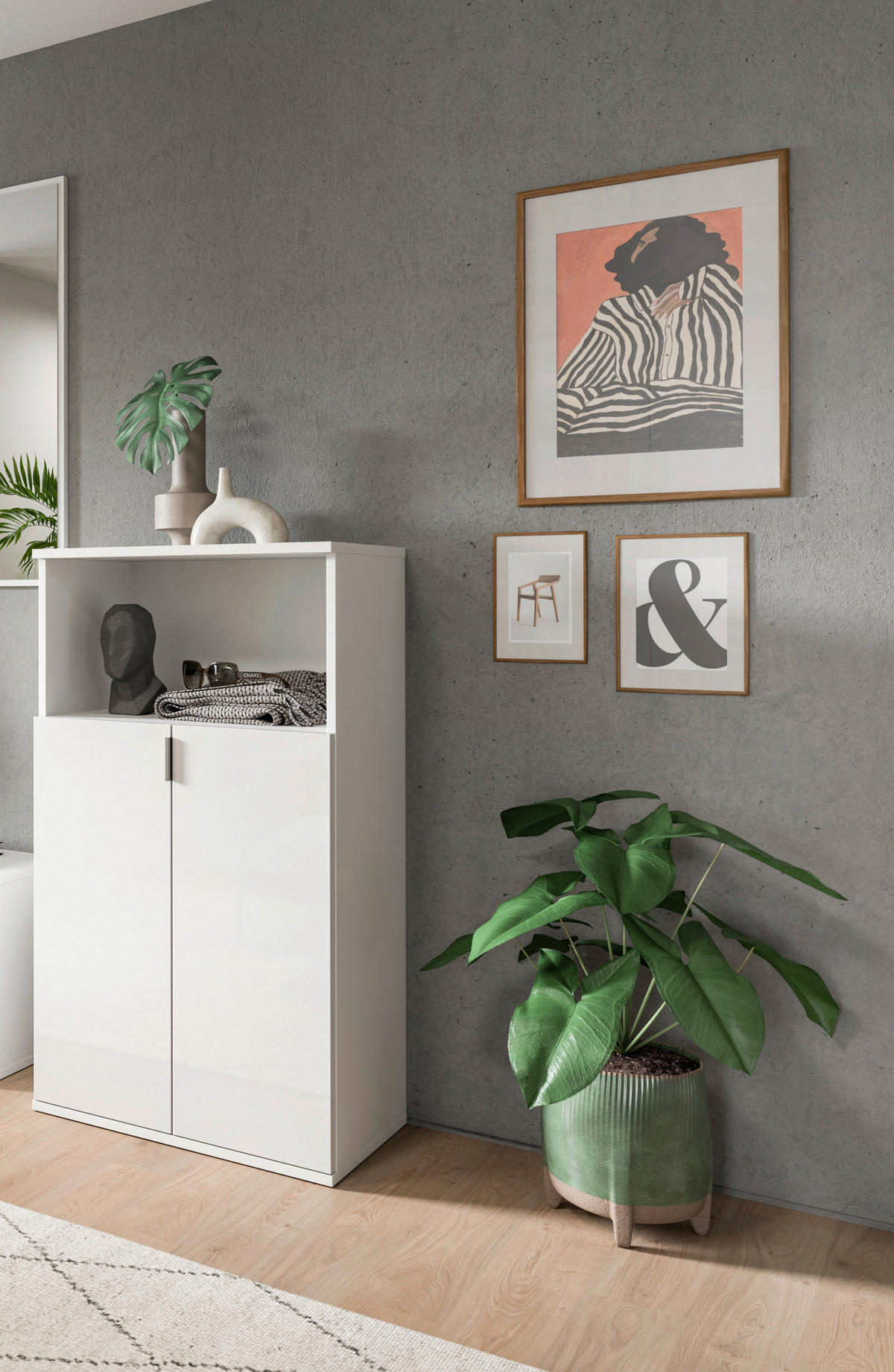 SCHUHSCHRANK  in 60/110/37 cm  - Chromfarben/Weiß Hochglanz, Design, Holzwerkstoff/Kunststoff (60/110/37cm) - Livetastic