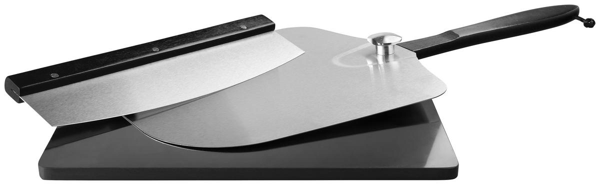 PIZZASET 3-TLG. PIZZA-SET - Schwarz/Alufarben, Trend, Stein/Metall (36/42/5cm)