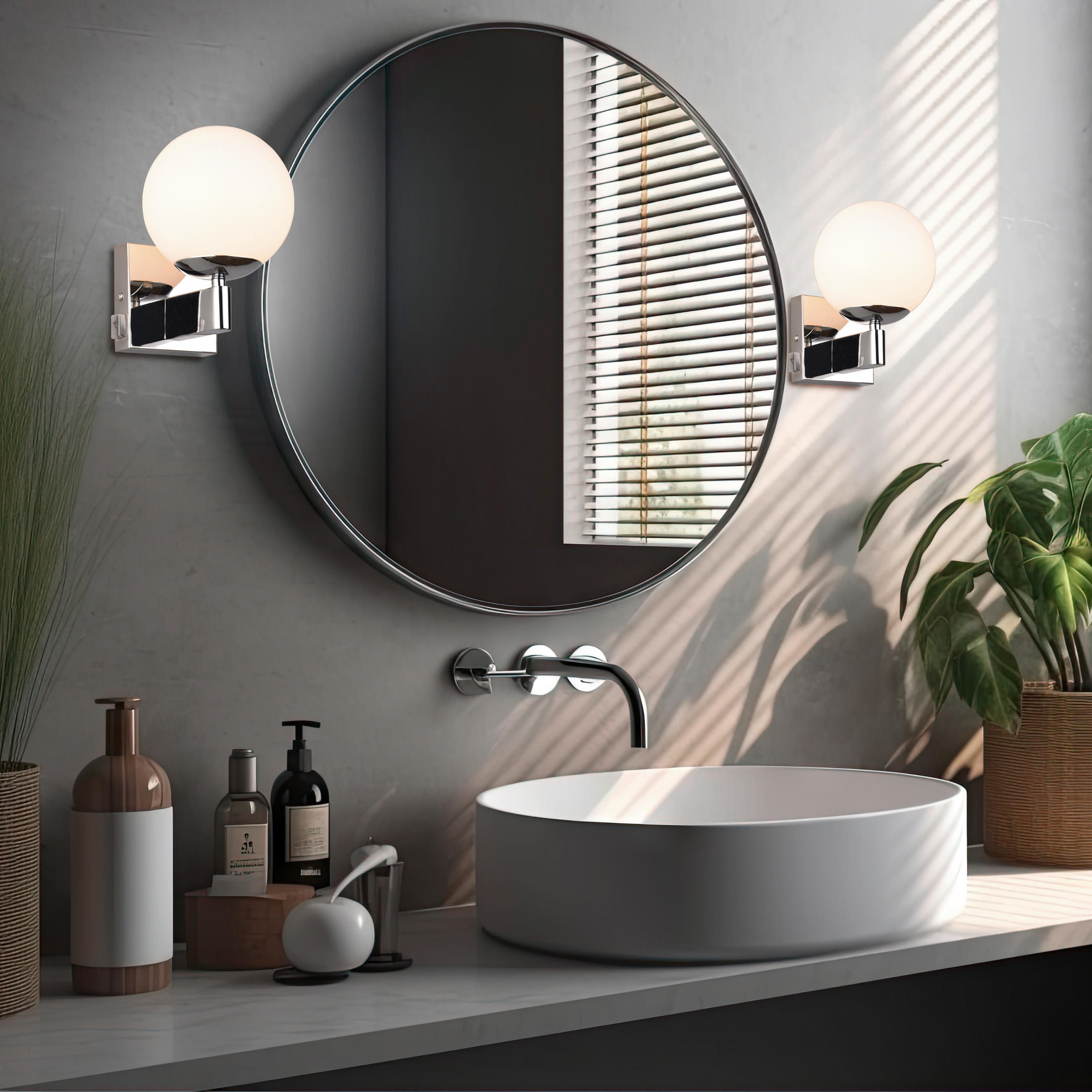 BADEZIMMER-WANDLEUCHTE - Chromfarben/Weiss, Design, Glas/Metall (14/20cm) - Trio Leuchten