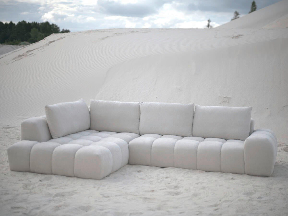 ECKSOFA Ottomane links  EVEREST Beige Struktur  - Beige/Schwarz, MODERN, Kunststoff/Textil (210/352cm)