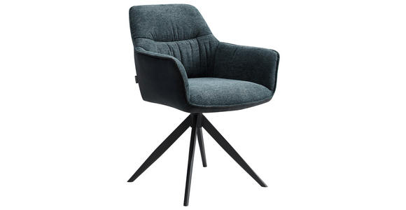 ARMLEHNSTUHL in Eisen Webstoff - Blau/Schwarz, Design, Textil/Metall (61.5/83.5/63cm) - Novel