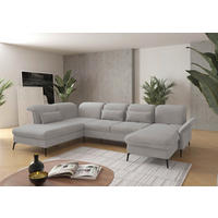 WOHNLANDSCHAFT  in Flachgewebe Silberfarben  - Silberfarben/Schwarz, KONVENTIONELL, Textil/Metall (231/359/198cm) - Sit & More